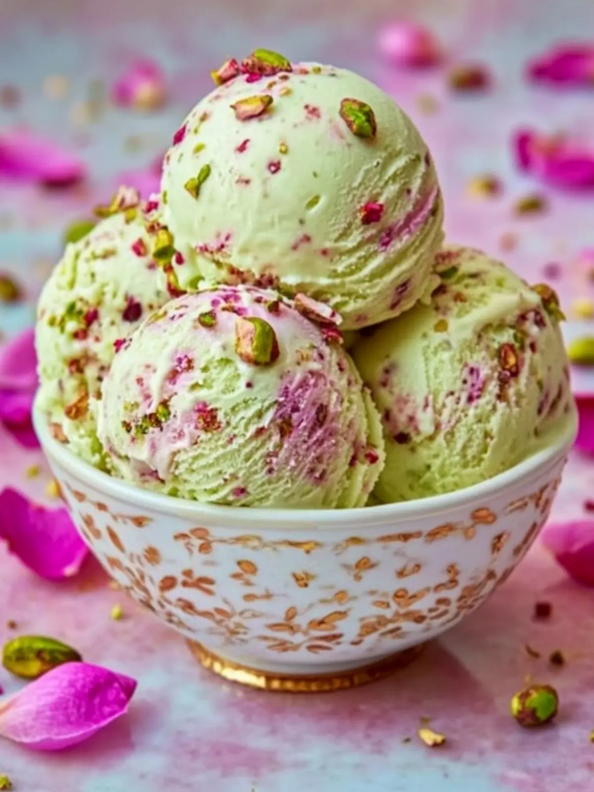 Rose Pistachio Cheesecake Ice Cream for an Elegant Dessert Delight 4 Rose Pistachio Cheesecake Ice Cream