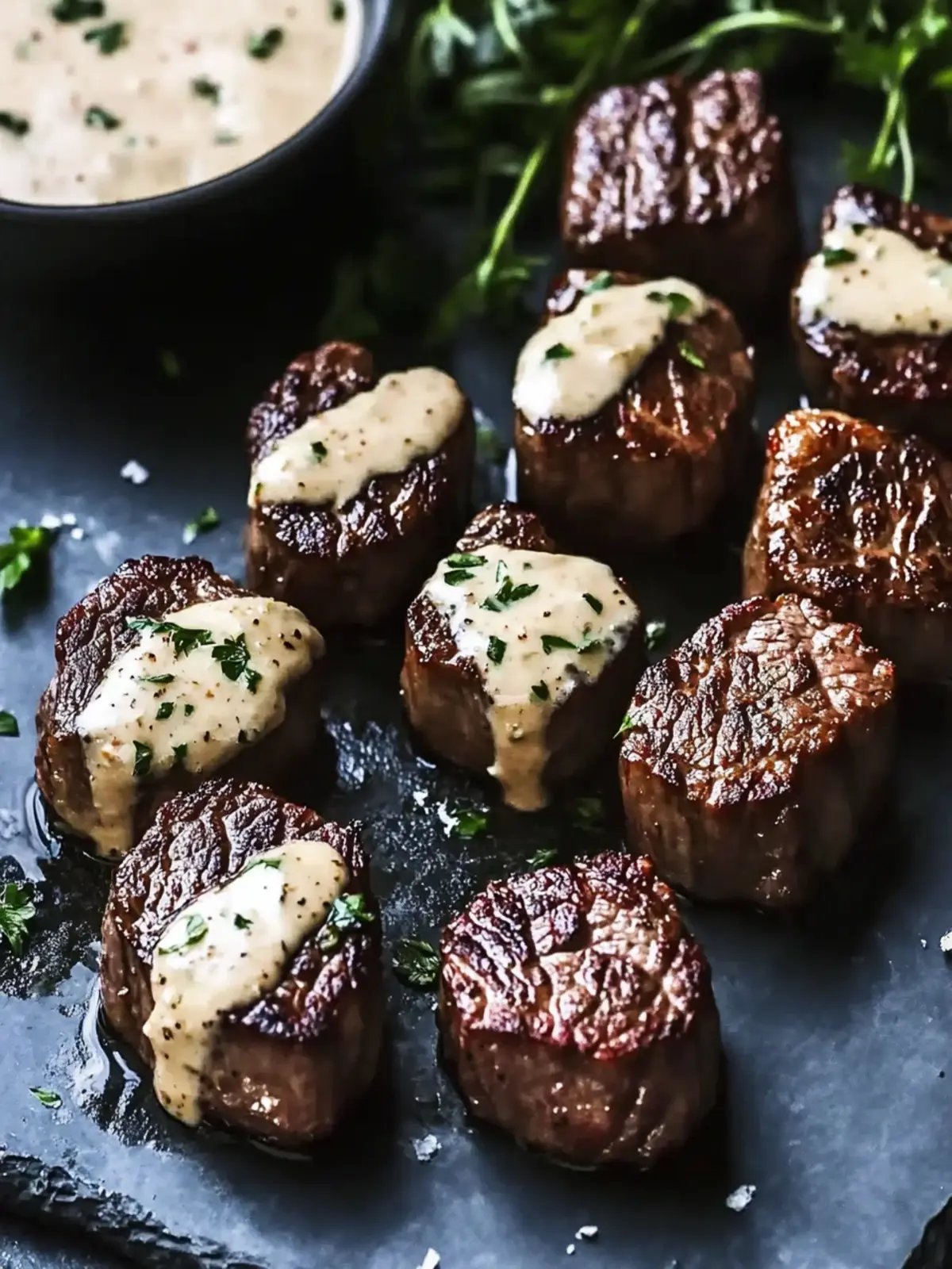 Savory Garlic Butter Steak Bites with Parmesan Cream Sauce 4 Garlic Butter Steak Bites with Parmesan Cream Sauce
