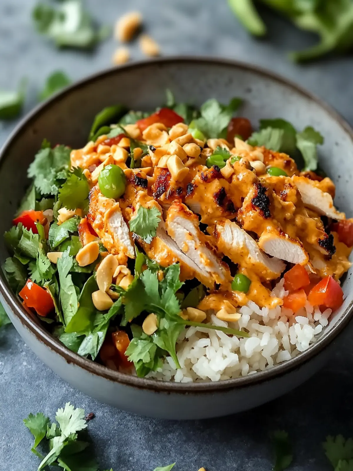 Crispy Chicken Rice Salad with Creamy Peanut Dressing Bliss 3 Crispy Chicken Rice Salad with Creamy Peanut Dressing Bliss