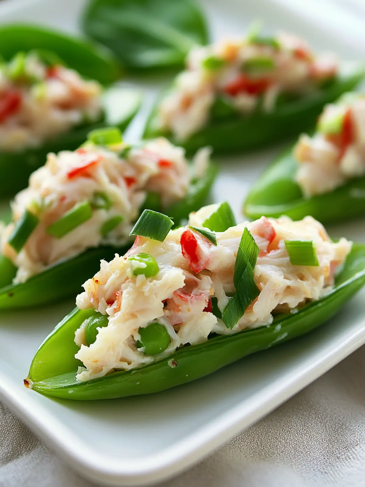 Crab Stuffed Snow Peas: A Light and Tasty Appetizer Delight 2 Crab Stuffed Snow Peas