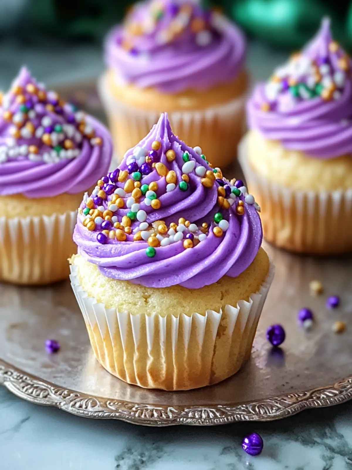 Decadent King Cake Cupcakes with Creamy Cinnamon Filling 4 King Cake Cupcakes