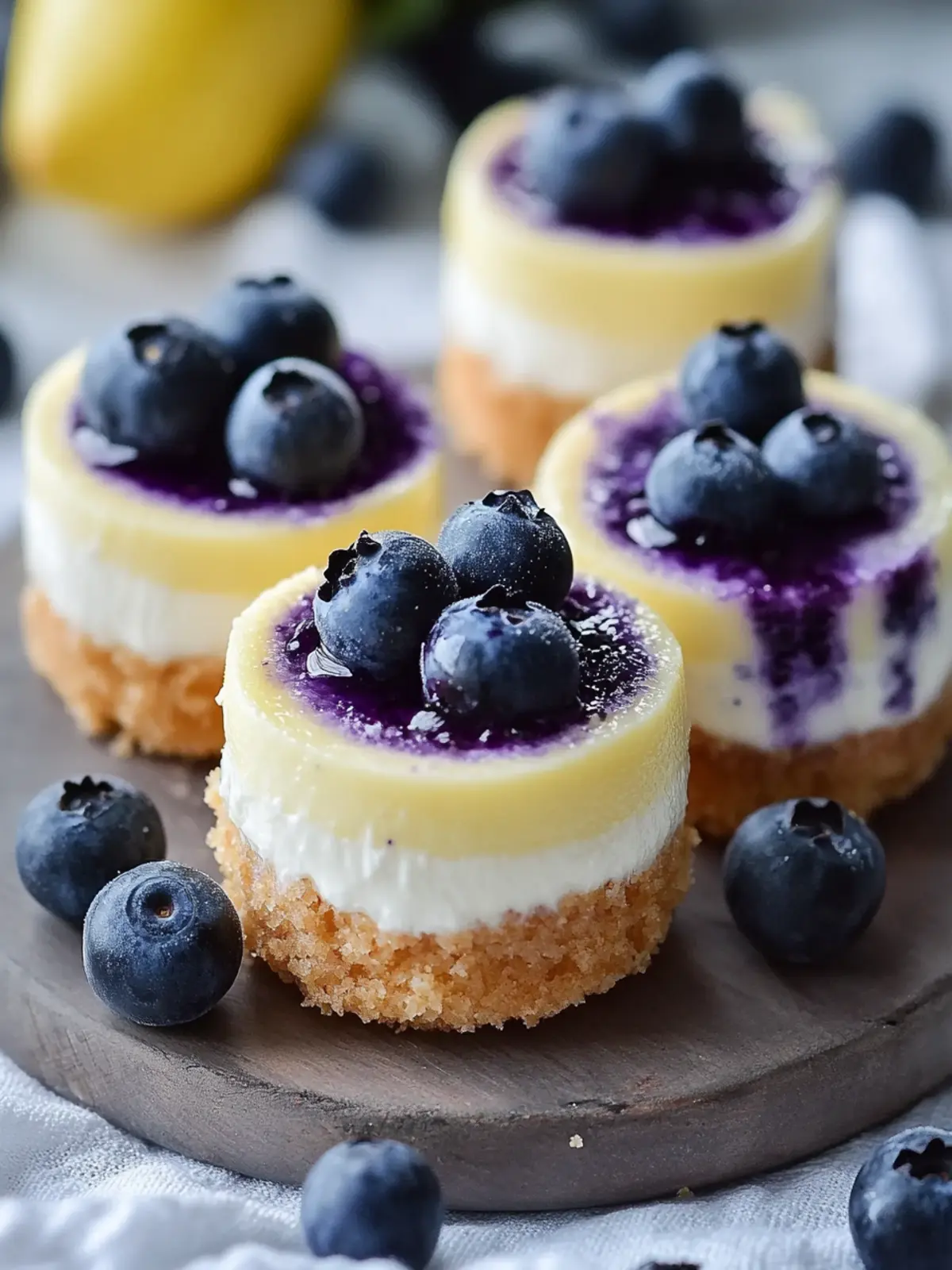 Delicious Mini Lemon Blueberry Cheesecakes for Summer Bliss 3 Mini Lemon Blueberry Cheesecakes
