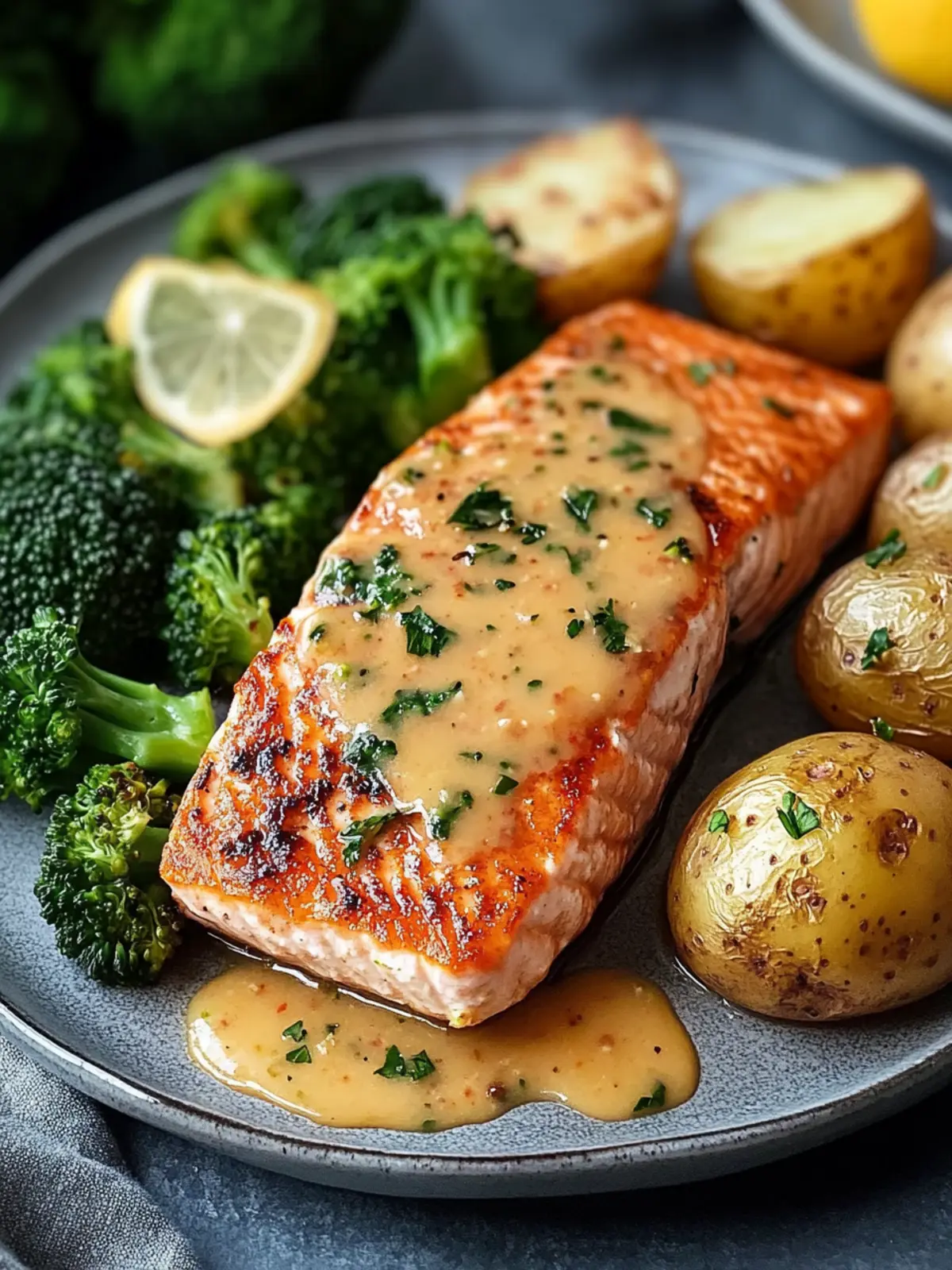 Lemon Butter Salmon with Crispy Potatoes and Broccoli Bliss 3 Lemon Butter Salmon with Crispy Potatoes and Broccoli Bliss
