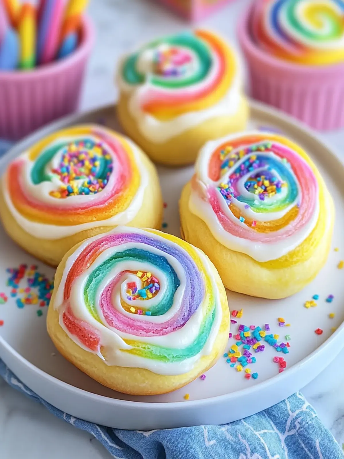 Lemon Cream Cheese Rainbow Sweet Rolls: Delightful Fluffy Treats 3 Lemon Cream Cheese Rainbow Sweet Rolls