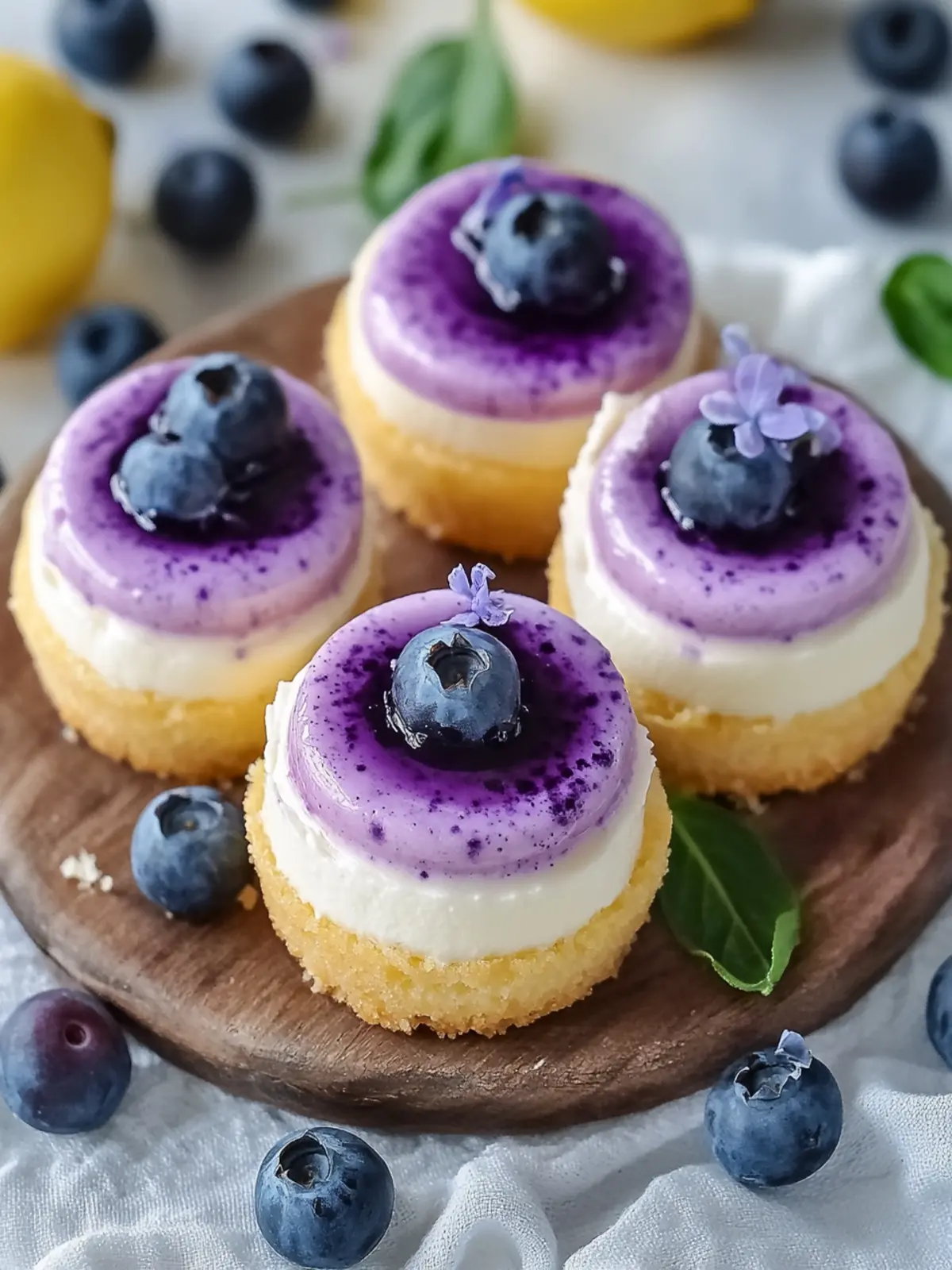 Delicious Mini Lemon Blueberry Cheesecakes for Summer Bliss 4 Mini Lemon Blueberry Cheesecakes