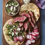 Steak and Roasted Radish Pitas with Feta Salsa Bliss 83 Steak and Roasted Radish Pitas with Feta Salsa