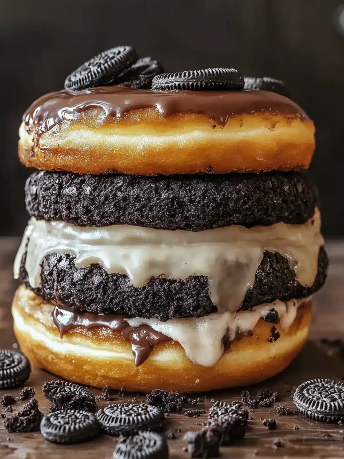 Decadent Oreo Cheesecake Stuffed Donut Burger in 20 Minutes 2 Oreo Cheesecake Stuffed Donut Burger
