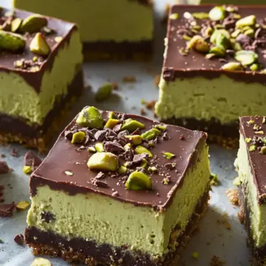 Irresistible Pistachio Chocolate Cheesecake Bars to Savor 9 Pistachio Chocolate Cheesecake Bars