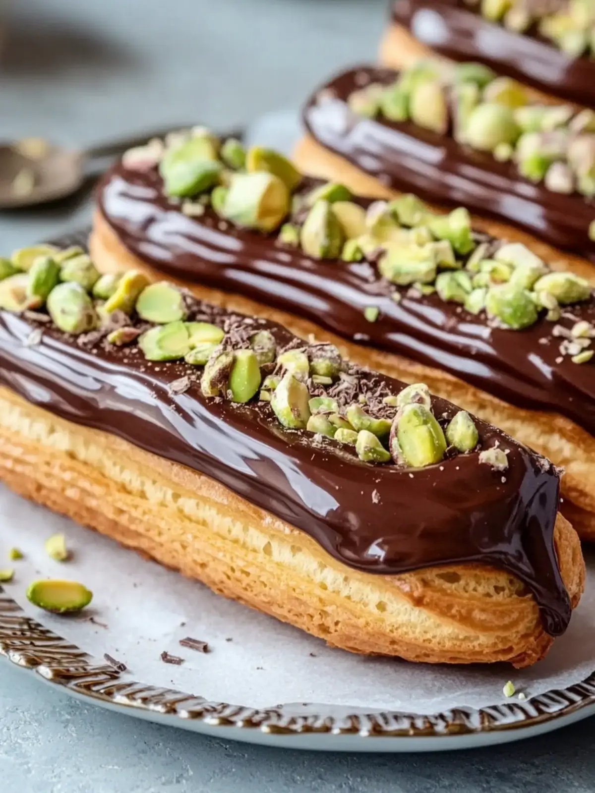 Pistachio Éclairs Recipe with Chocolate Glaze That Wows! 4 Pistachio Éclairs Recipe with Chocolate Glaze
