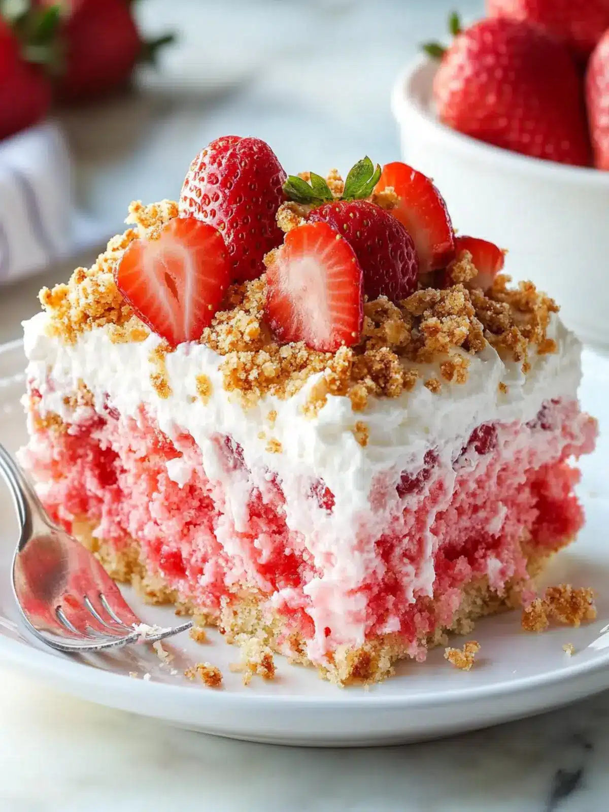 Delightful Strawberry Crunch Poke Cake for Summer Fun 2 Strawberry Crunch Poke Cake