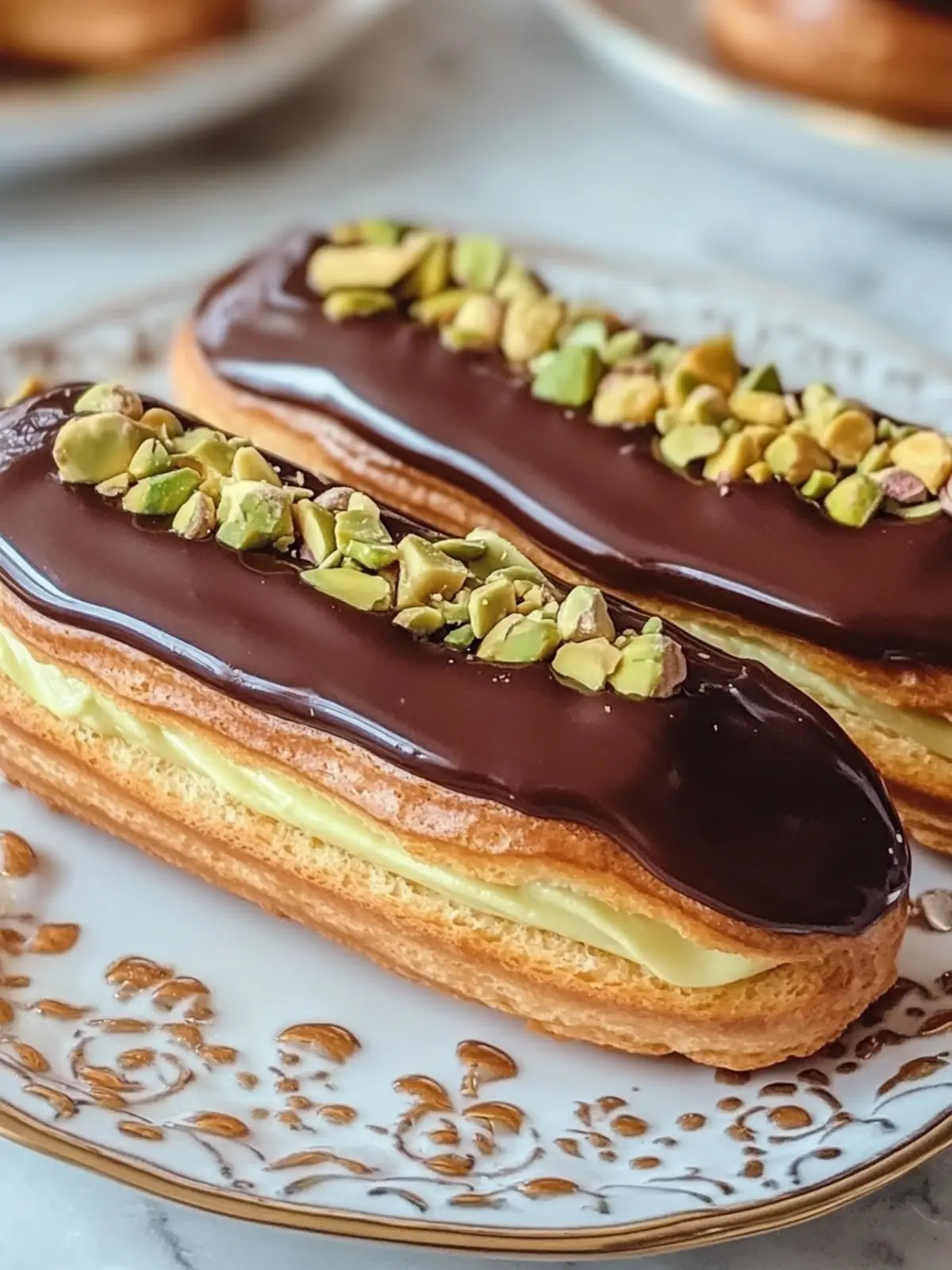 Pistachio Éclairs Recipe with Chocolate Glaze That Wows! 2 Pistachio Éclairs Recipe with Chocolate Glaze