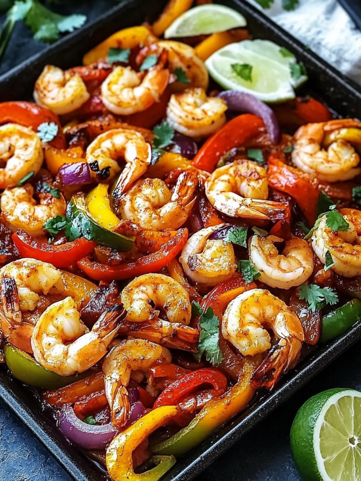 Sheet Pan Shrimp Fajitas in 20 Minutes - Deliciously Easy Dinner 4 Sheet Pan Shrimp Fajitas