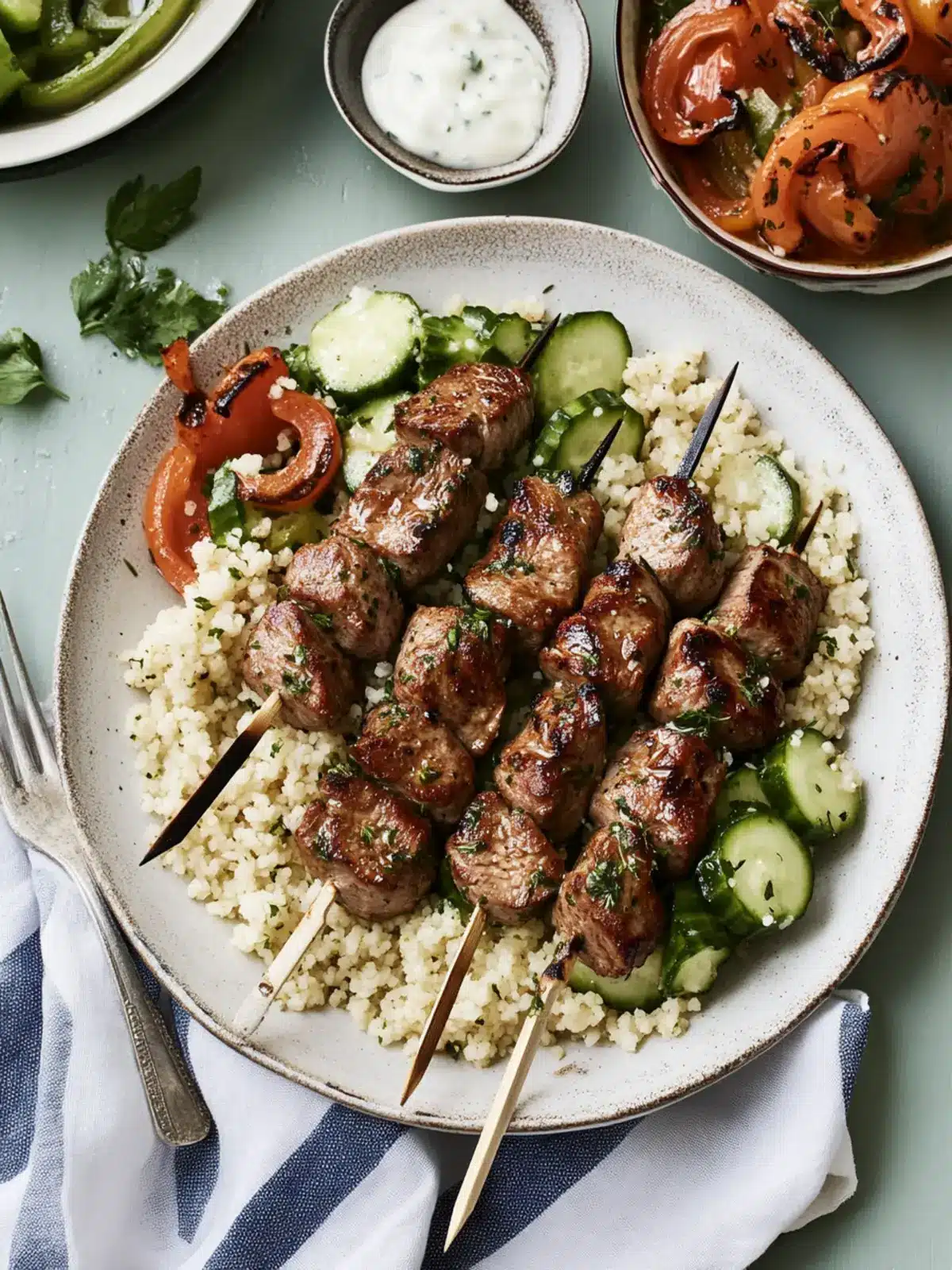 Delicious Pork Tenderloin Skewers with Herbed Couscous Bliss 2 Pork Tenderloin Skewers with Herbed Couscous