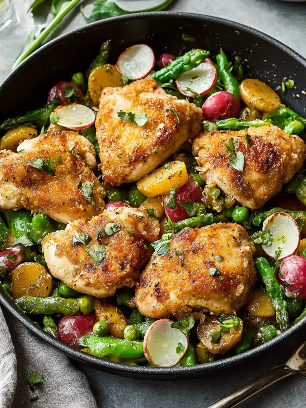 One-Pan Crispy Chicken Primavera That Sizzles with Spring Flavor 4 One-Pan Crispy Chicken Primavera