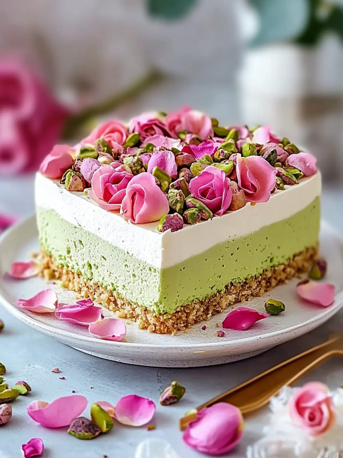 Moist Pistachio Rose Milk Cake: A Floral Fantasy Awaits 2 Moist Pistachio Rose Milk Cake