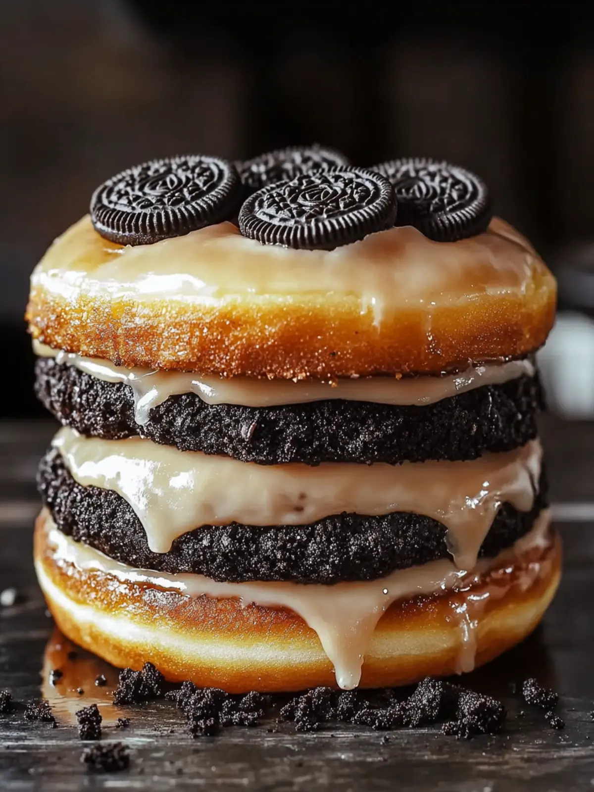 Decadent Oreo Cheesecake Stuffed Donut Burger in 20 Minutes 3 Oreo Cheesecake Stuffed Donut Burger