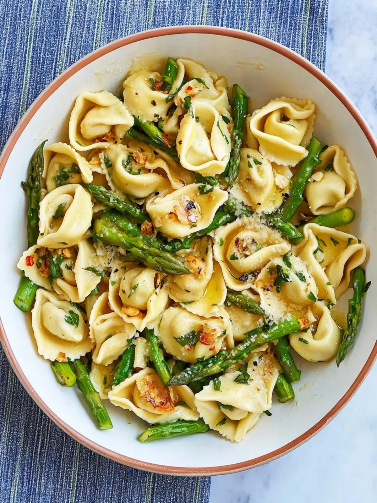 Irresistible Brown Butter Tortellini with Garlic & Asparagus 3 Brown Butter Tortellini with Toasted Garlic and Asparagus