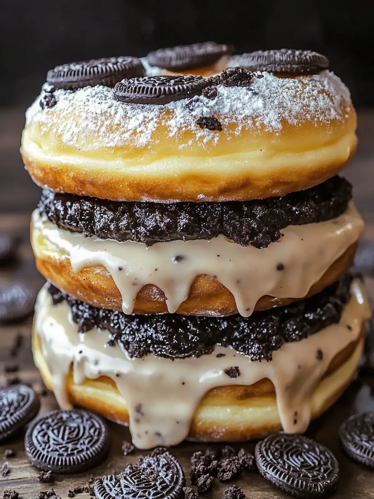 Decadent Oreo Cheesecake Stuffed Donut Burger in 20 Minutes 5 Oreo Cheesecake Stuffed Donut Burger