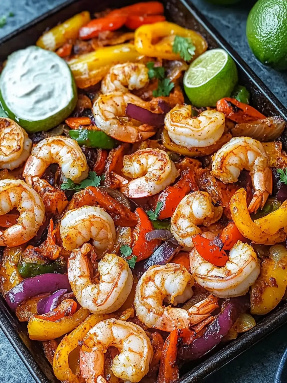 Sheet Pan Shrimp Fajitas in 20 Minutes - Deliciously Easy Dinner 2 Sheet Pan Shrimp Fajitas