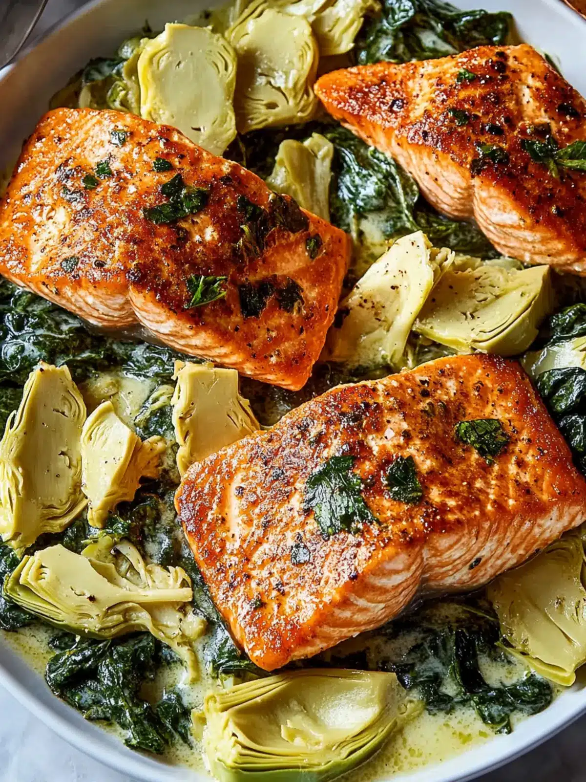 Creamy Spinach Artichoke Salmon for a Quick Dinner Delight 2 Spinach Artichoke Salmon