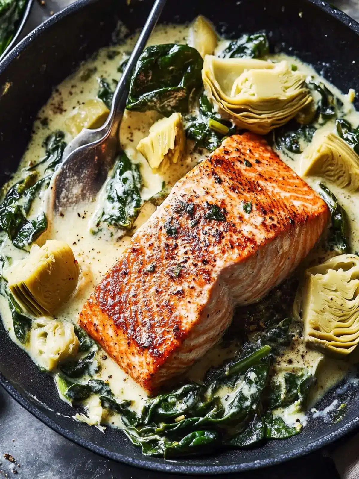 Creamy Spinach Artichoke Salmon for a Quick Dinner Delight 4 Spinach Artichoke Salmon