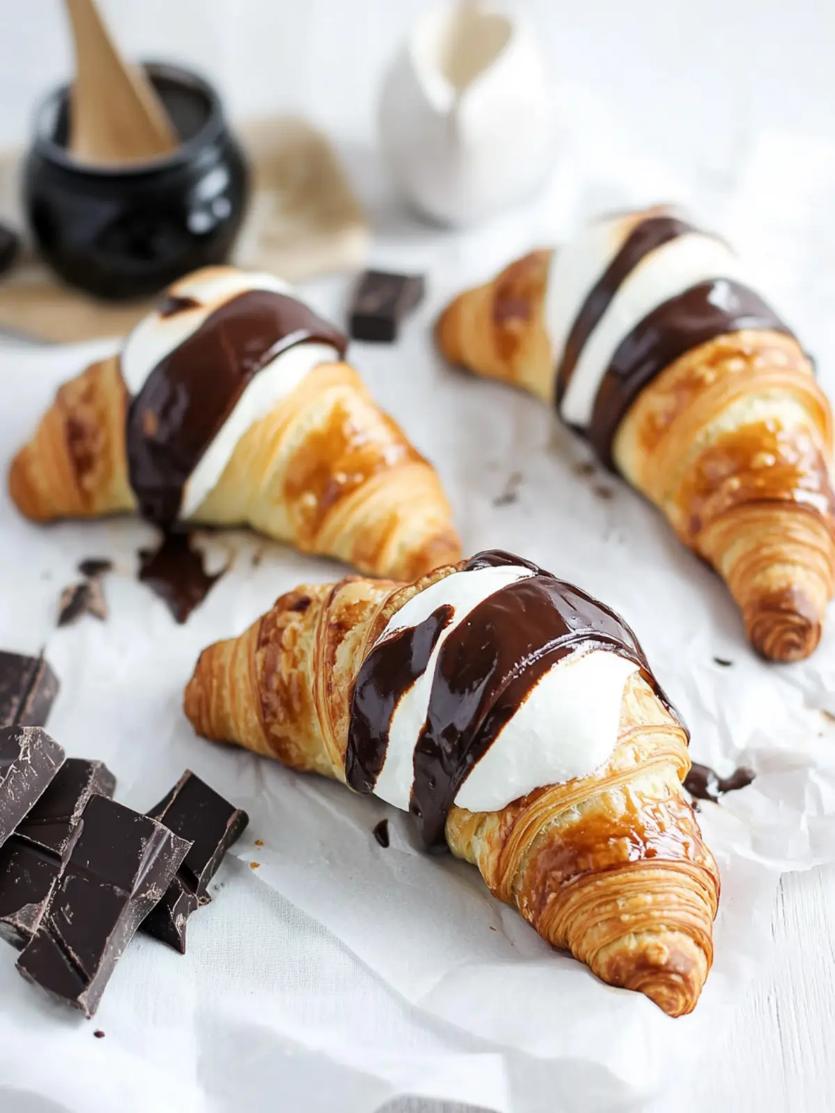 Melt-in-Your-Mouth Bi-Color Chocolate S’mores Croissants 3 Bi-Color Chocolate S’mores Croissants