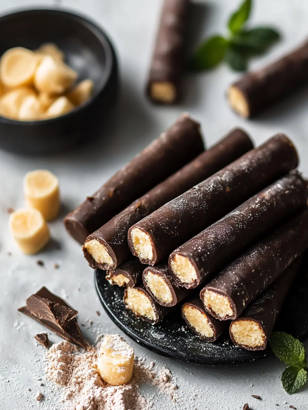 Delightful Chocolate Wafer Rolls with Creamy Peanut Butter Filling 2 chocolate wafer rolls