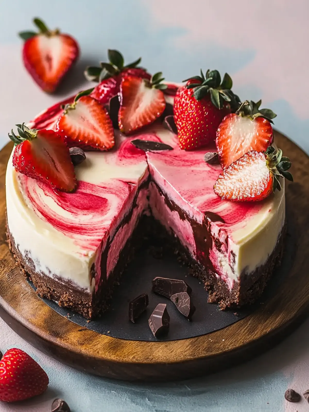 Irresistible Chocolate and Strawberry Swirl Cheesecake Recipe 5 Chocolate and Strawberry Swirl Cheesecake