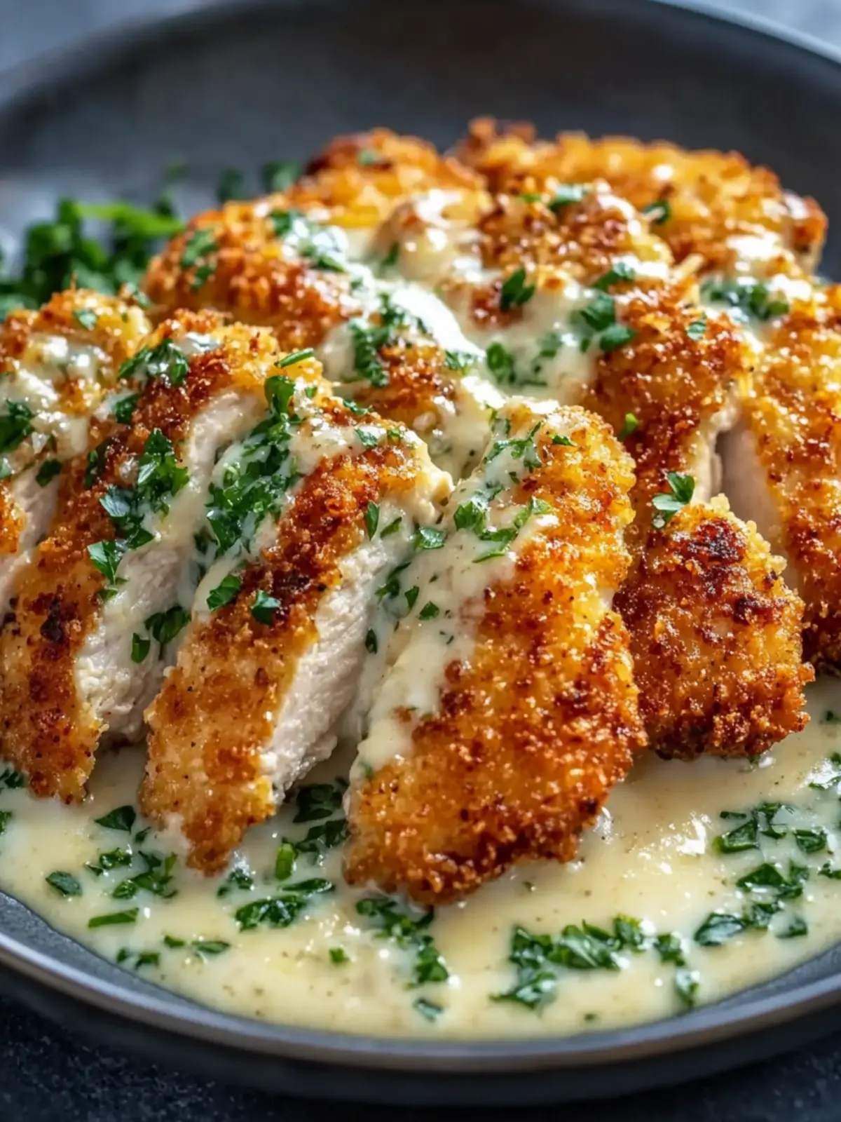 Crispy Parmesan Chicken with Creamy Garlic Sauce Bliss 5 Crispy Parmesan Chicken with Creamy Garlic Sauce