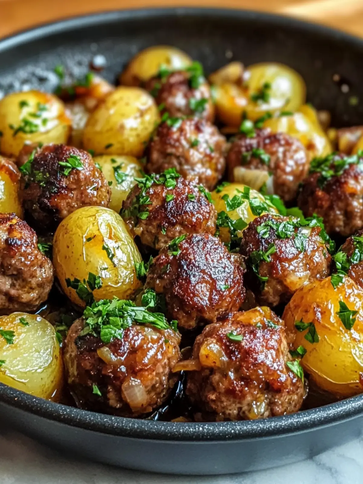 Garlic Butter One-Pan Meatballs and Potatoes for Cozy Nights 3 Garlic Butter One-Pan Meatballs and Potatoe