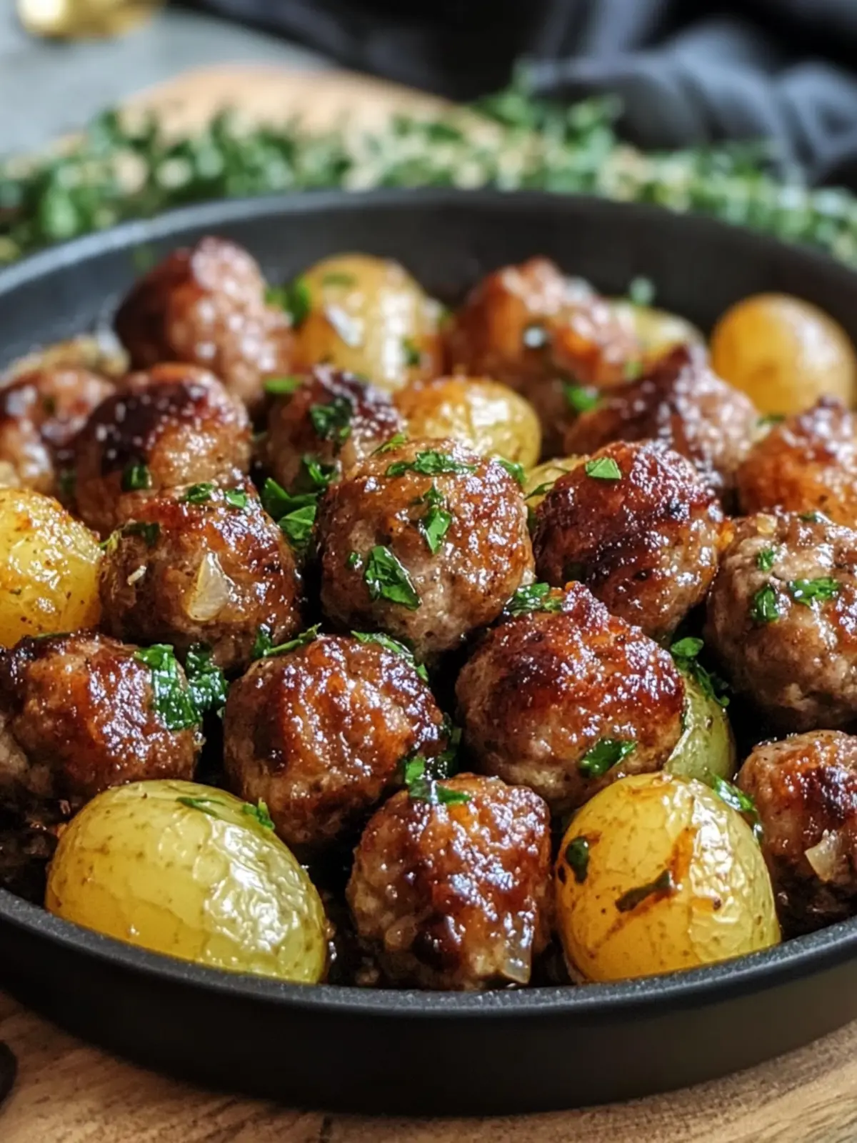 Garlic Butter One-Pan Meatballs and Potatoes for Cozy Nights 2 Garlic Butter One-Pan Meatballs and Potatoe