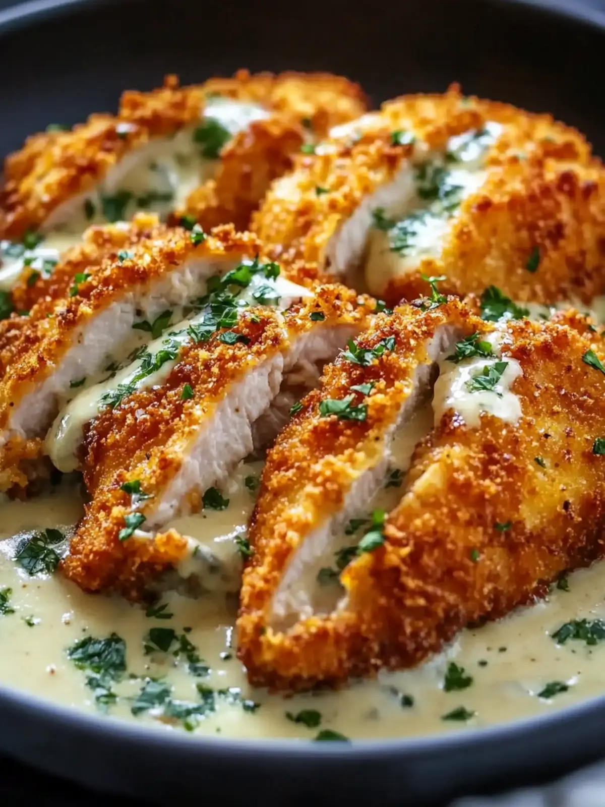 Crispy Parmesan Chicken with Creamy Garlic Sauce Bliss 3 Crispy Parmesan Chicken with Creamy Garlic Sauce