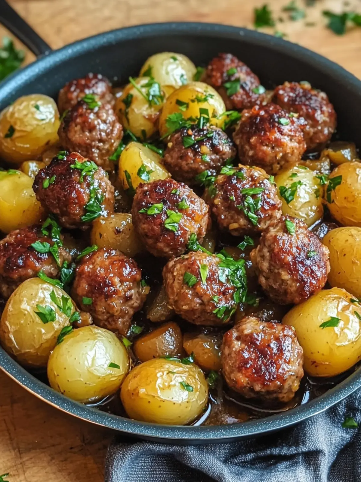 Garlic Butter One-Pan Meatballs and Potatoes for Cozy Nights 4 Garlic Butter One-Pan Meatballs and Potatoe