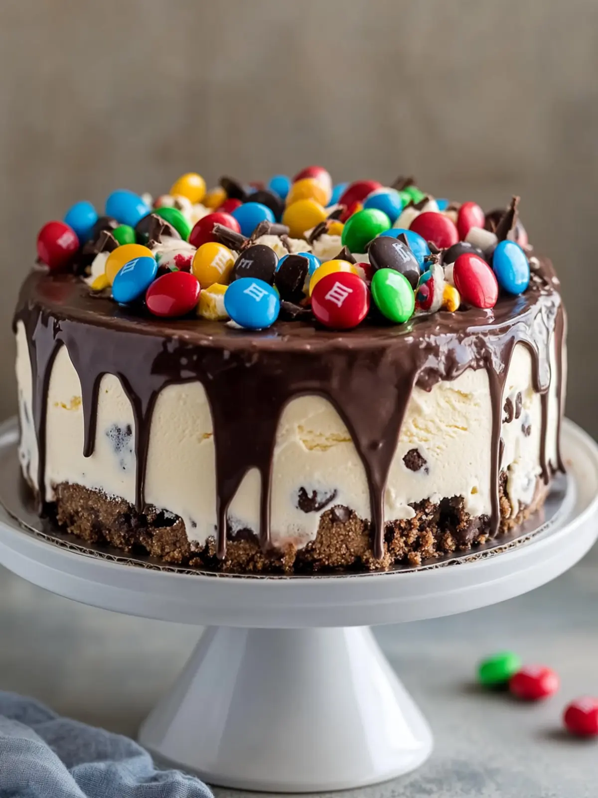 Decadent Chocolate M&M’s Cookie Dough Ice Cream Cake Delight 4 Chocolate M&M’s Cookie Dough Ice Cream Cake