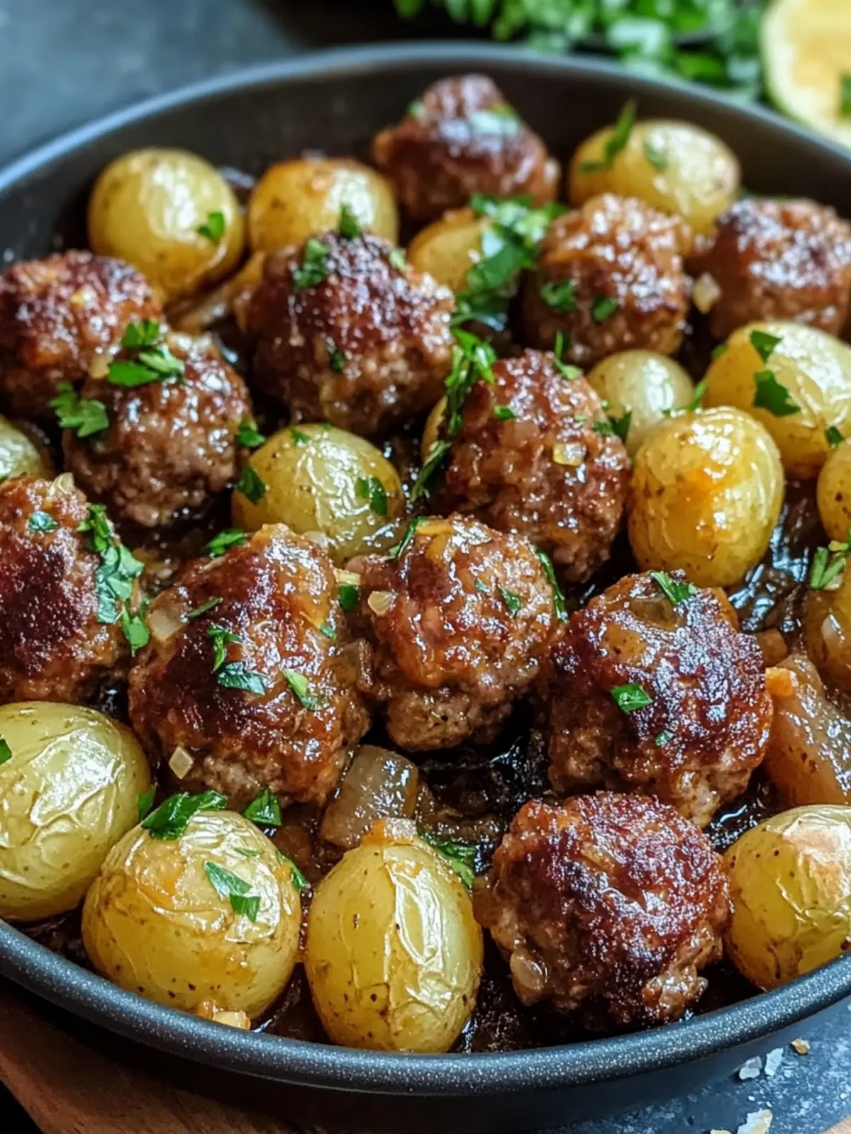 Garlic Butter One-Pan Meatballs and Potatoes for Cozy Nights 5 Garlic Butter One-Pan Meatballs and Potatoe