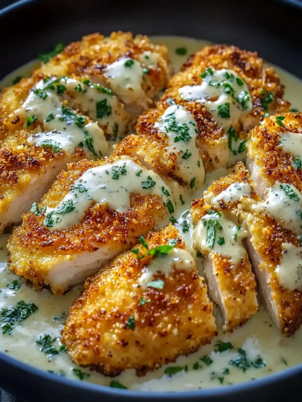 Crispy Parmesan Chicken with Creamy Garlic Sauce Bliss 2 Crispy Parmesan Chicken with Creamy Garlic Sauce