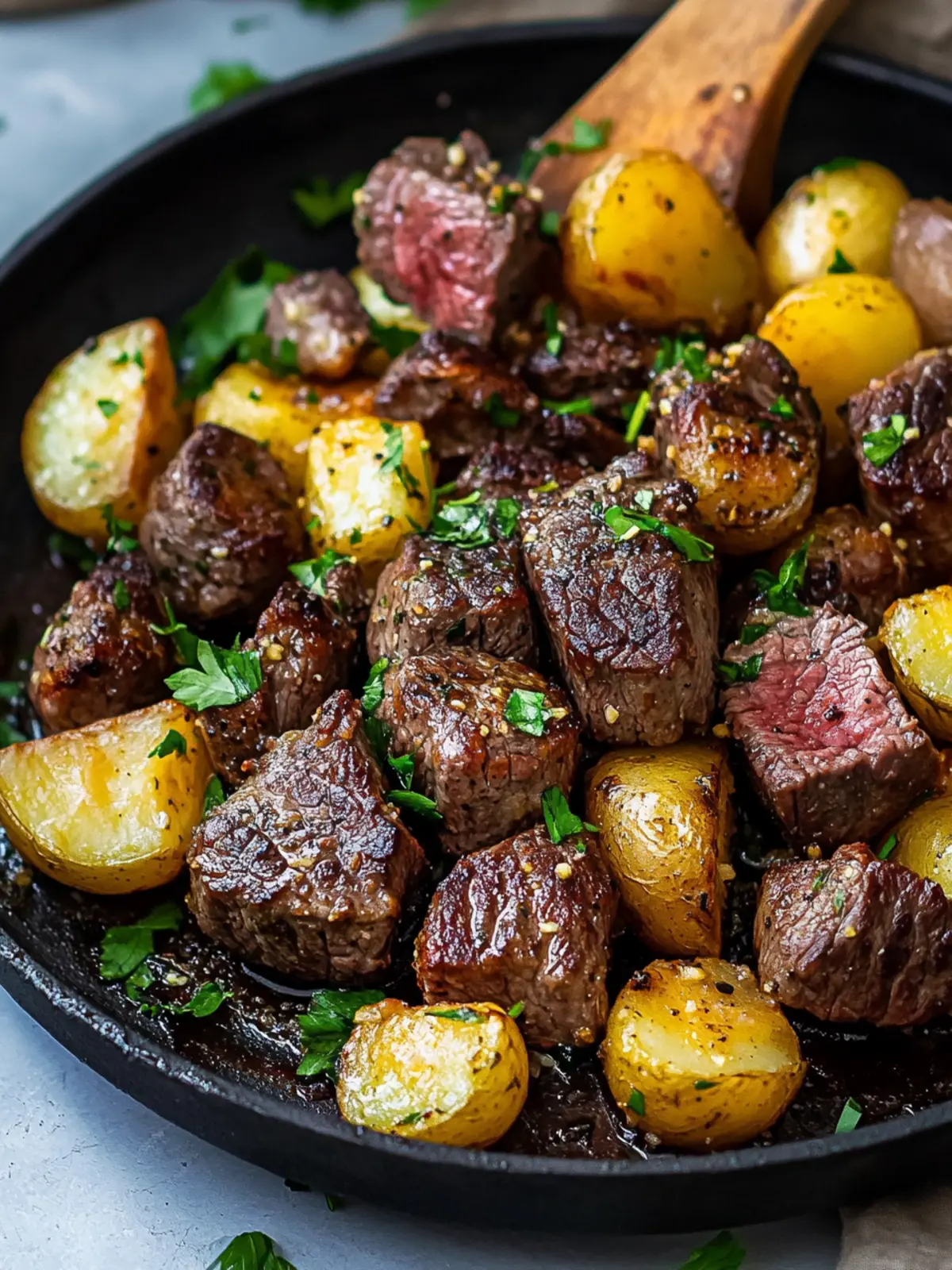Garlic Butter Steak Bites and Potatoes in Just 20 Minutes 3 Garlic Butter Steak Bites and Potatoes