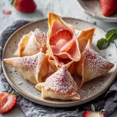 Delicious Quick Strawberry Cheesecake Wontons You'll Adore 9 Quick Strawberry Cheesecake Wontons