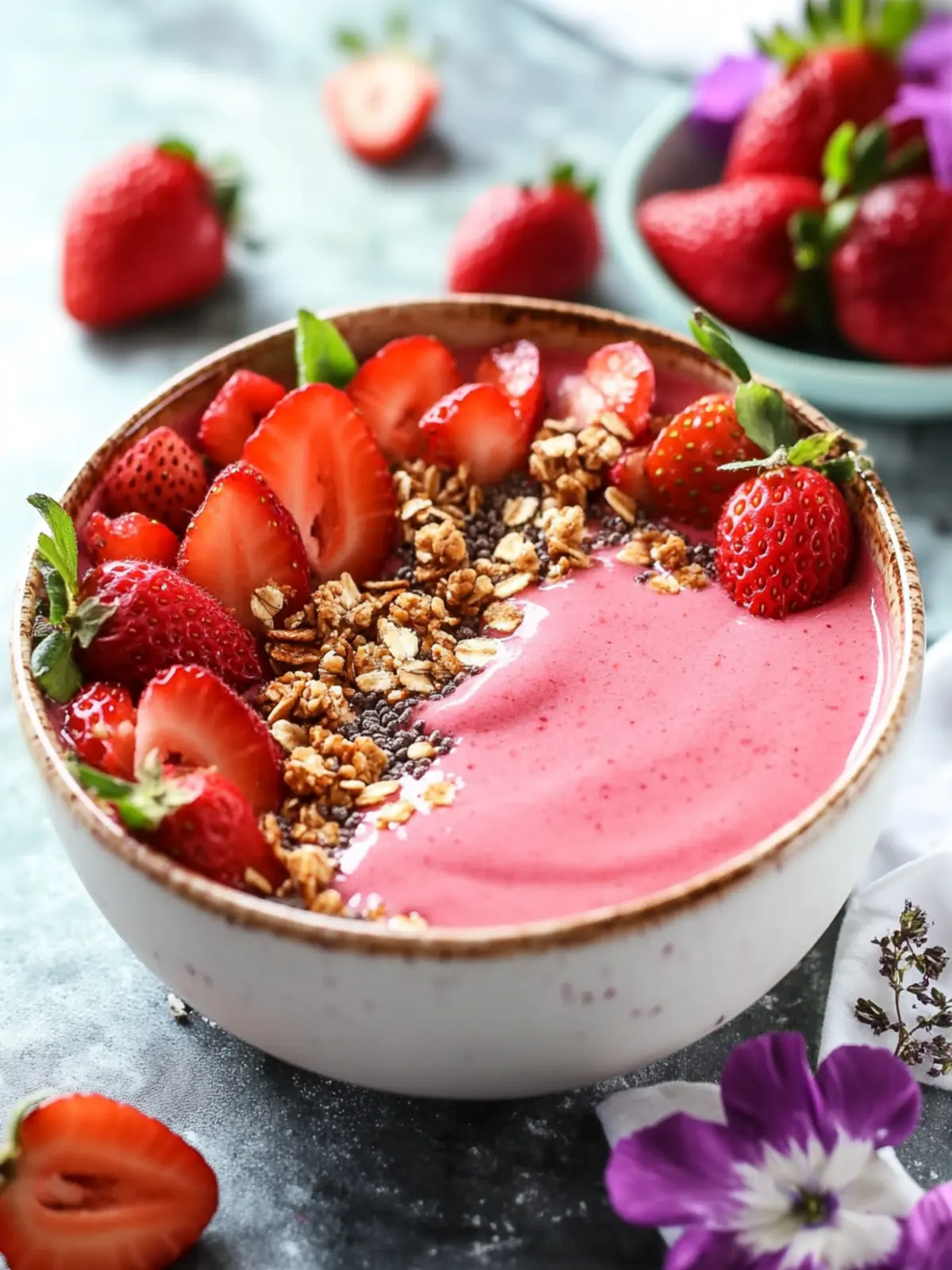 Delicious Strawberry Smoothie Bowl for a Refreshing Morning 2 Strawberry Smoothie Bowl