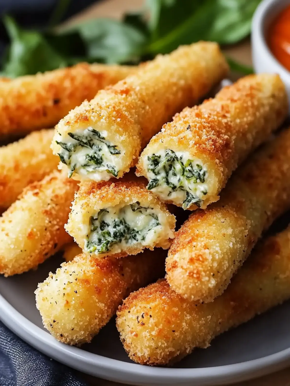Crispy Spinach Dip Mozzarella Sticks for Ultimate Snack Bliss 2 Crispy Spinach Dip Mozzarella Sticks