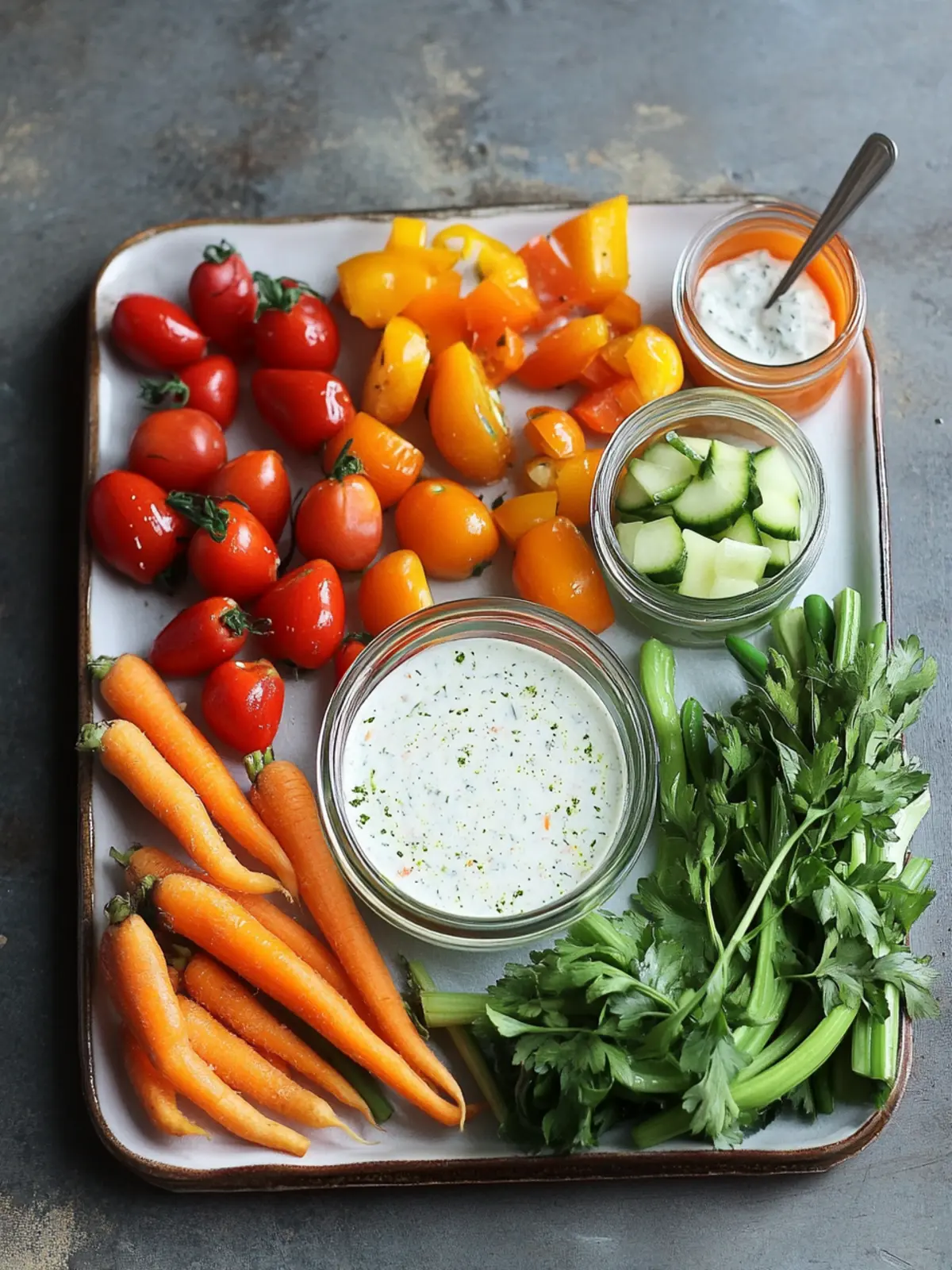 Delicious Raw Vegetables with Ranch Dip for Healthy Snacking 5 RAW VEGETABLES WITH RANCH DIP