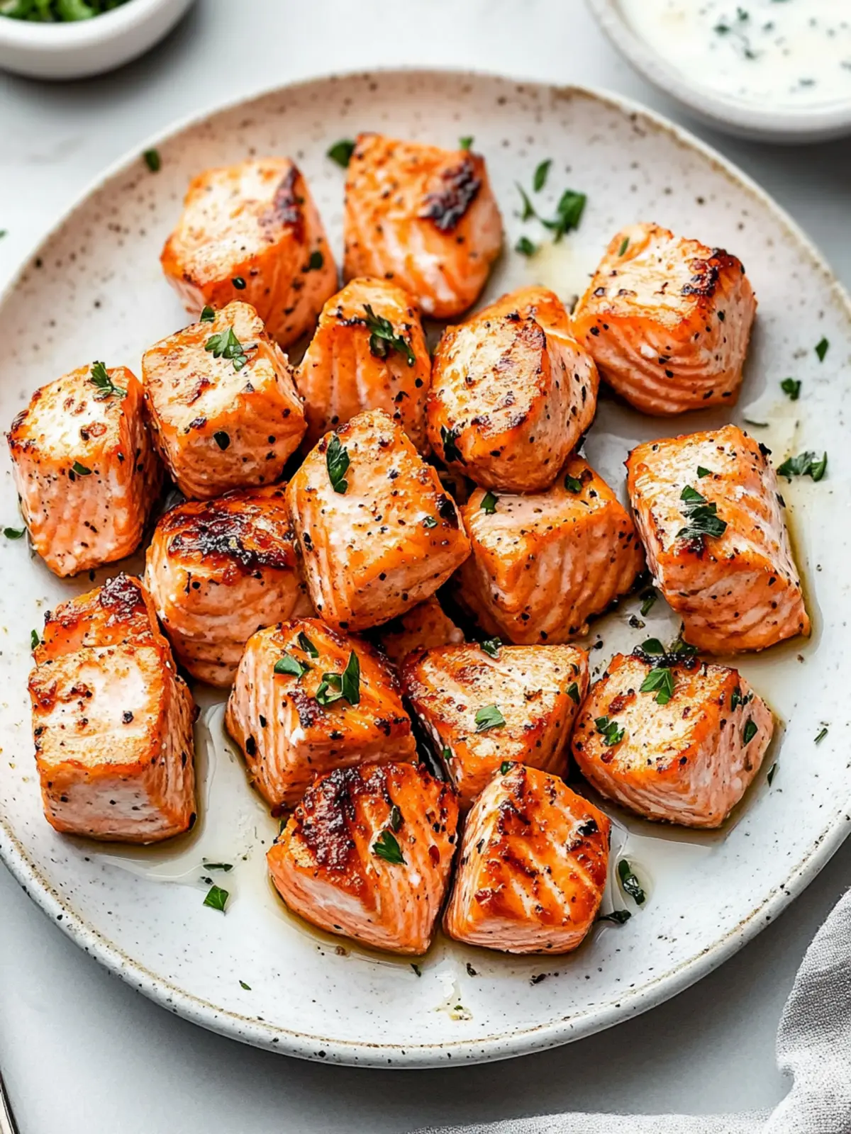 Lemon Garlic Air Fryer Salmon Bites Ready in 10 Minutes 3 Air Fryer Salmon Bites