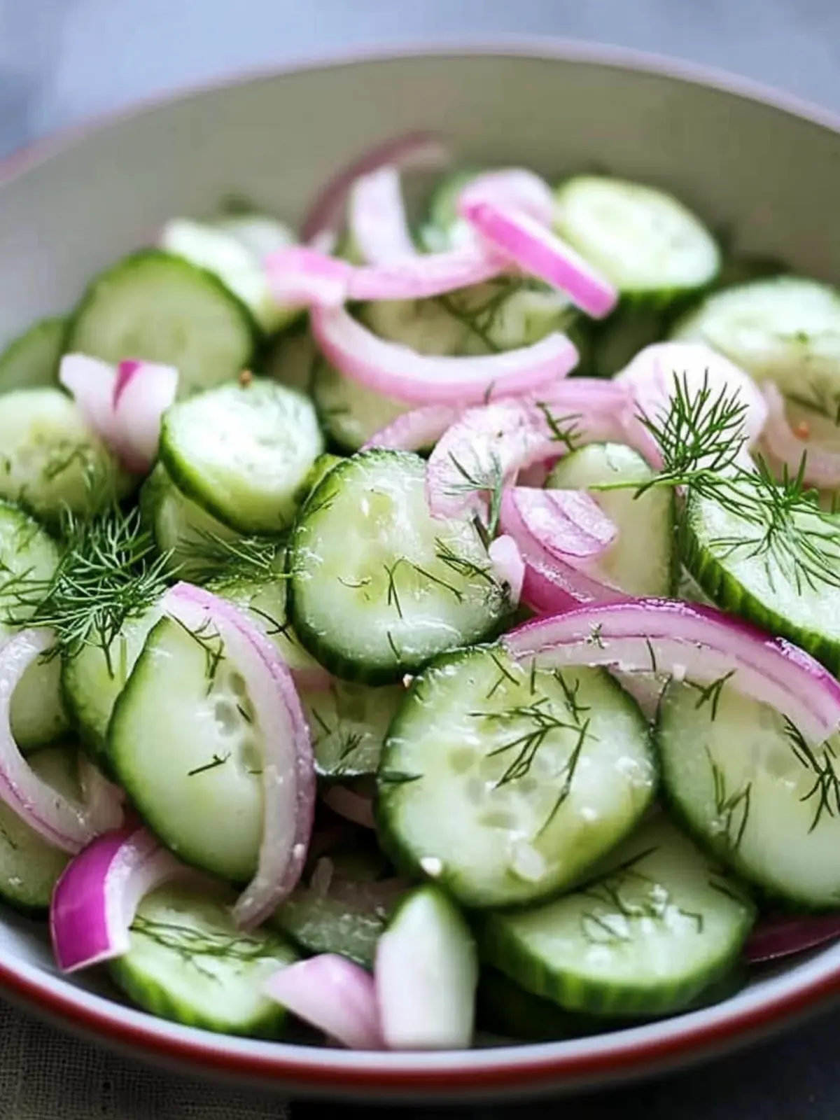 Cucumber Salad with Fresh Dill and Red Onion for Summer Refreshment 2 Cucumber Salad with Fresh Dill and Red Onion