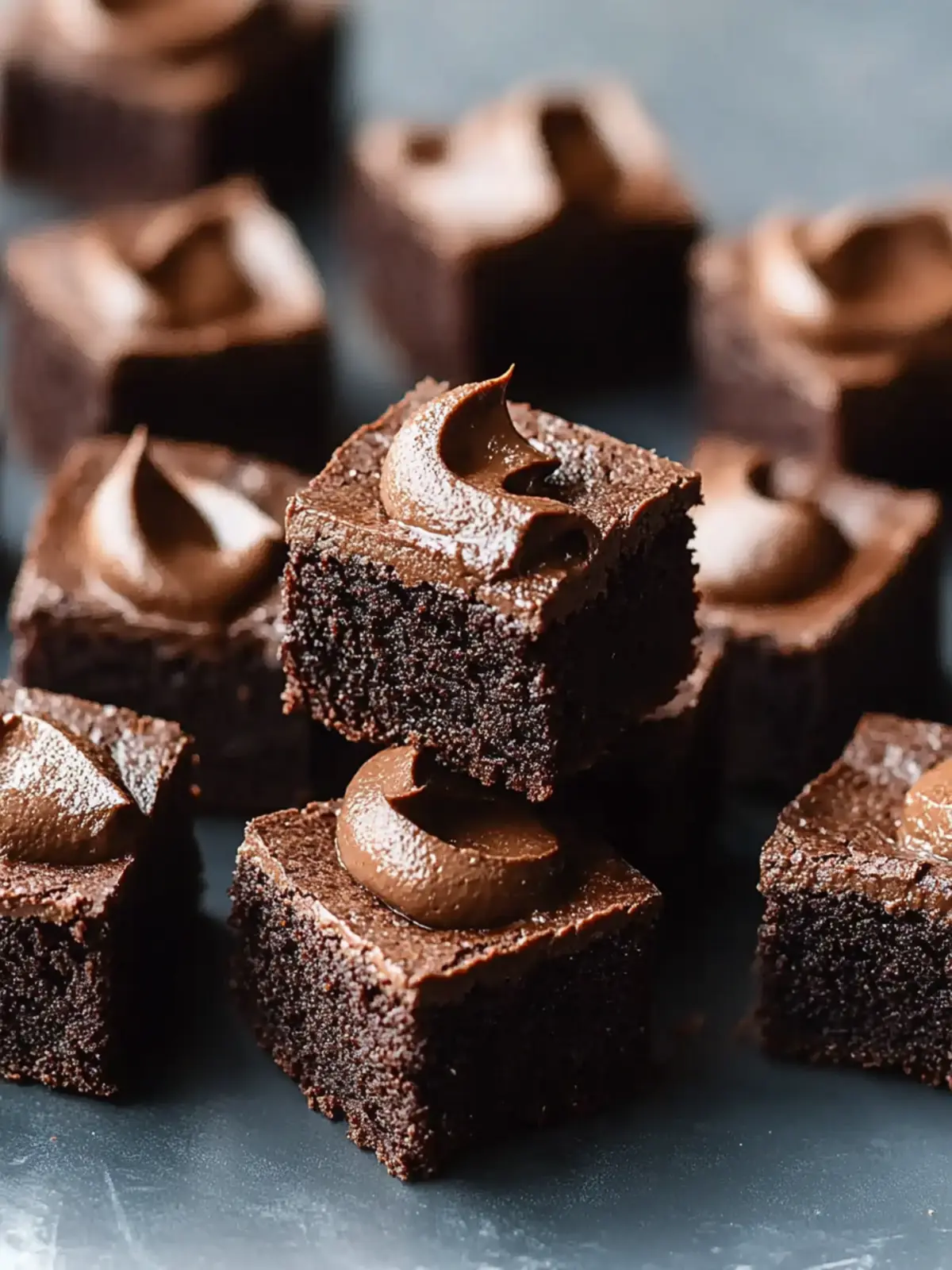 Fudgy Brownie Bites with Whipped Chocolate Ganache Bliss 4 Brownie Bites with Whipped Chocolate Ganache Bliss