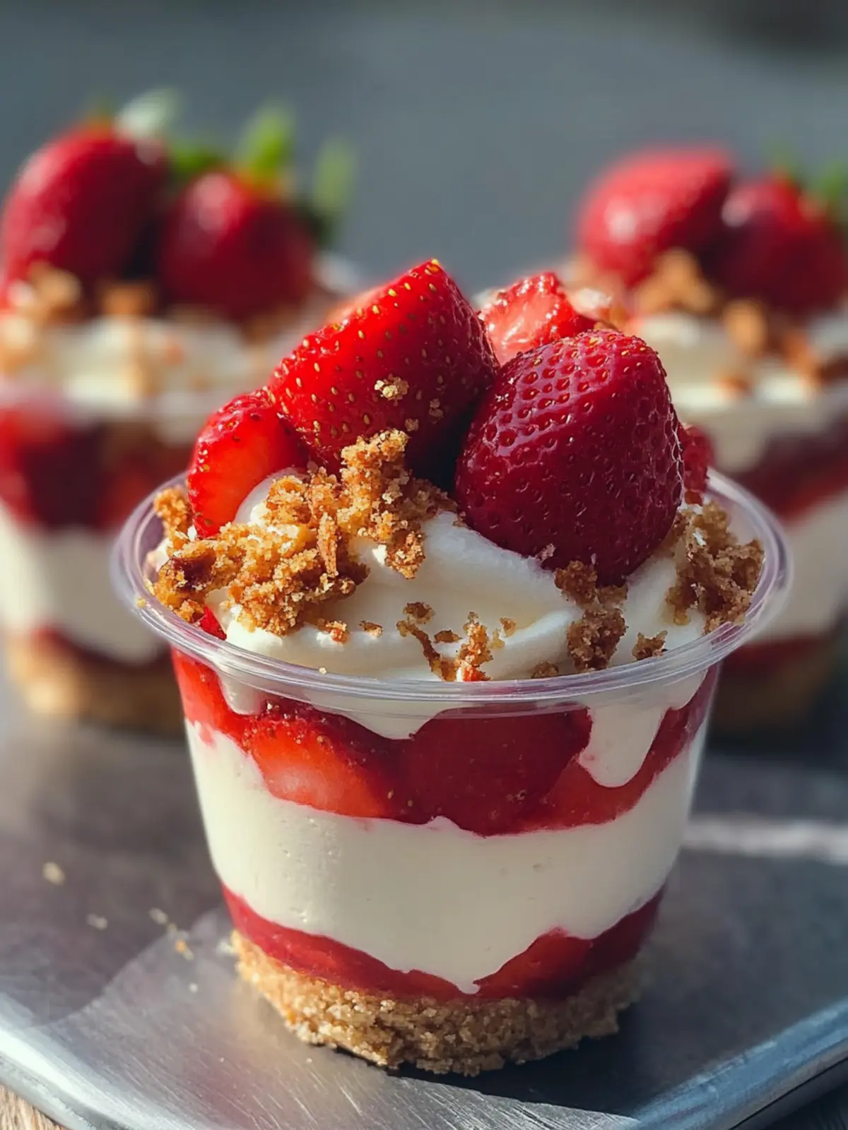 Irresistible Layered Strawberry Cheesecake Cups for Easy Joy 3 Layered Strawberry Cheesecake Cups