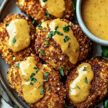 Savory Pretzel Chicken with Mustard-Cheddar Sauce Surprise 10 Pretzel Chicken with Mustard-Cheddar Sauce