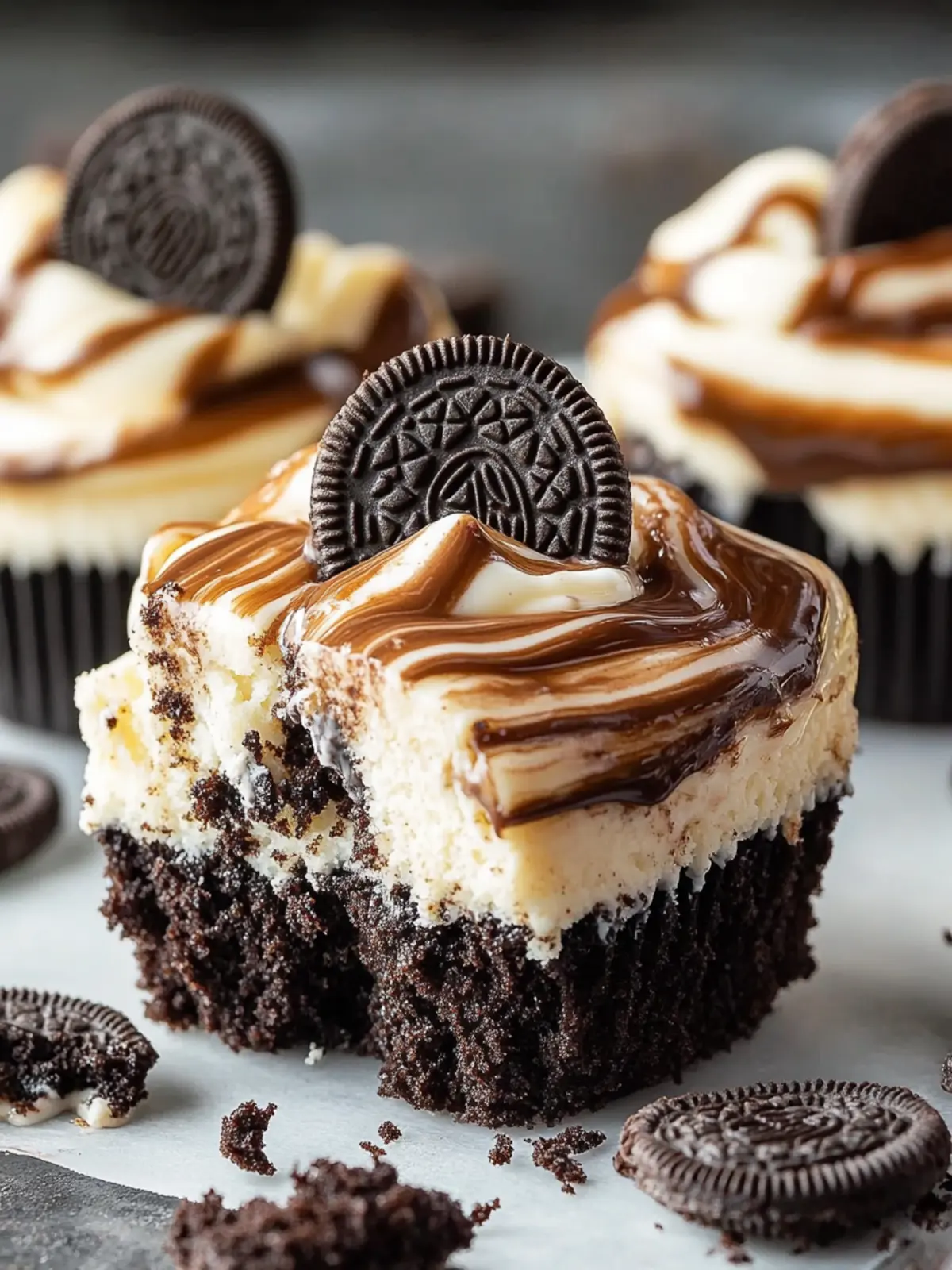 Fudge Swirled Oreo Bottom Cheesecake Cupcakes You’ll Love 4 Fudge Swirled Oreo Bottom Cheesecake Cupcakes