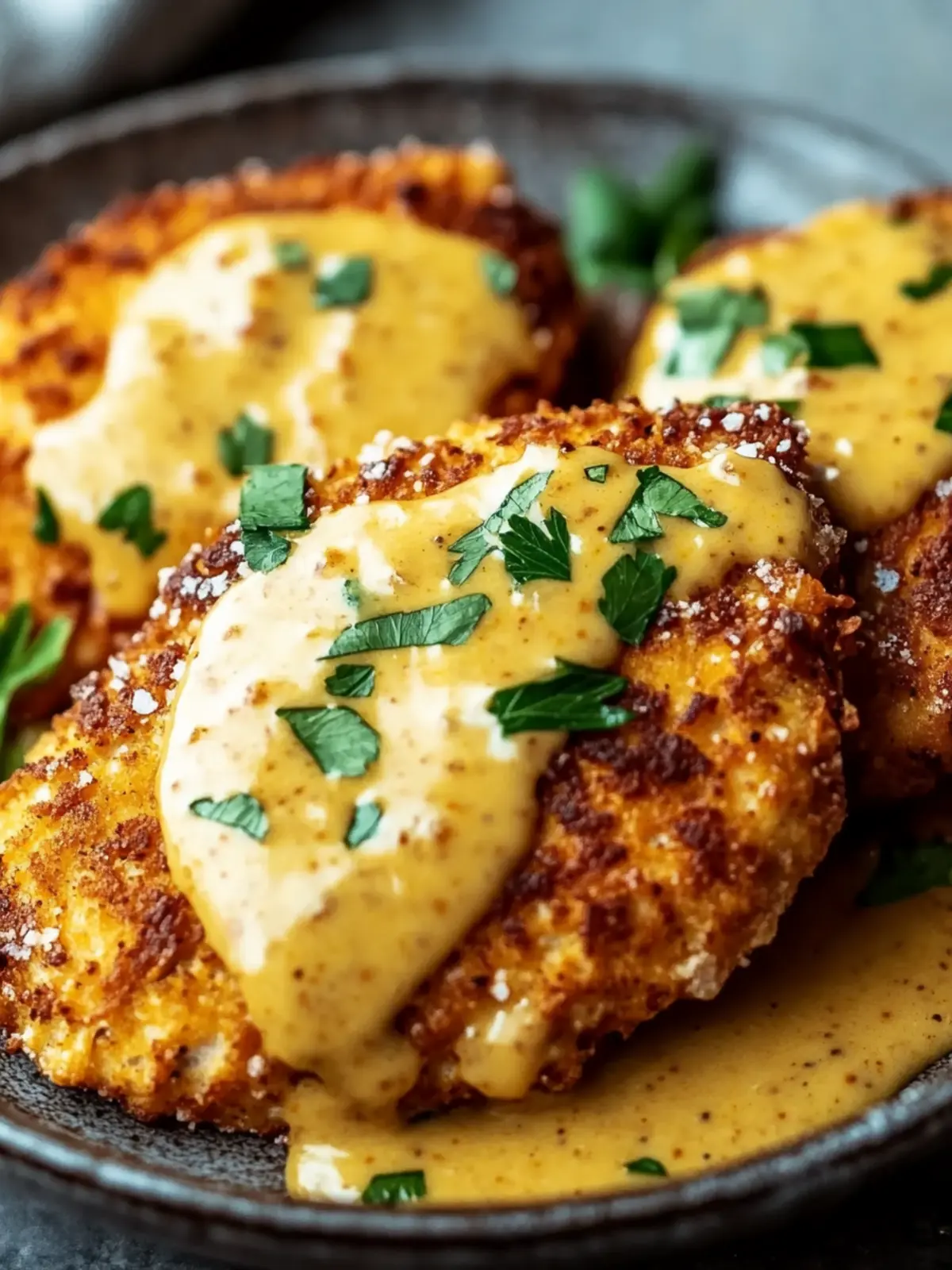 Savory Pretzel Chicken with Mustard-Cheddar Sauce Surprise 2 Pretzel Chicken with Mustard-Cheddar Sauce