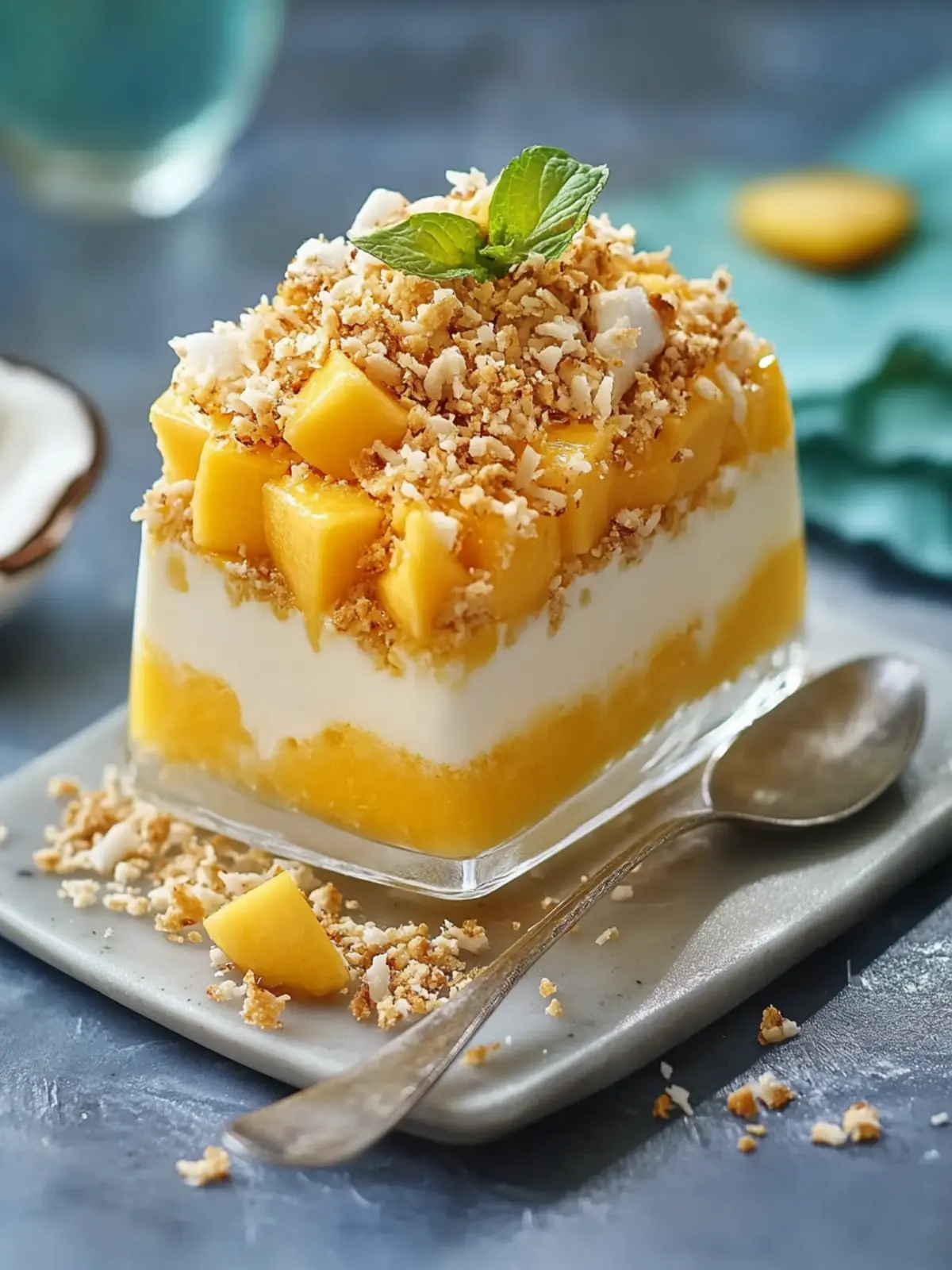 Mango and Coconut Crackle Parfait: Your Tropical Escape Awaits 4 Mango and Coconut Crackle Parfait for a Tropical Escape
