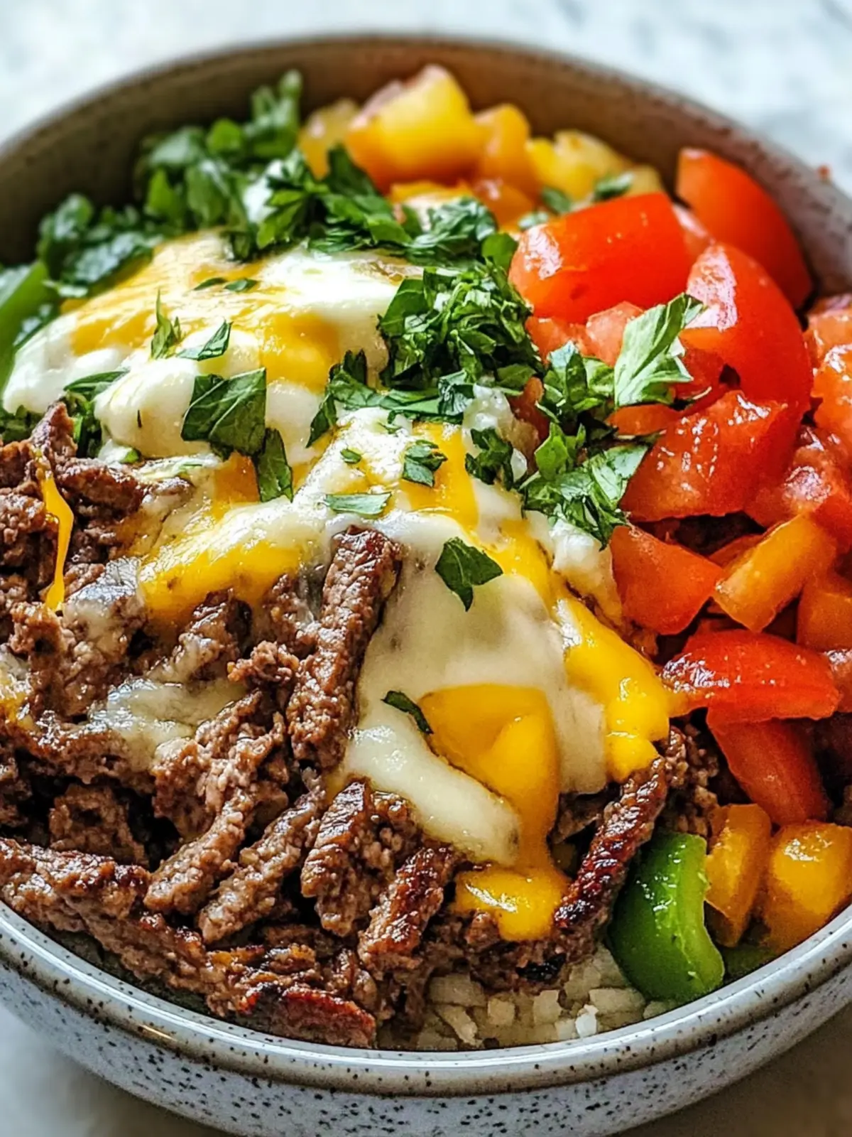 Savory Philly Cheesesteak Bowl: Low-Carb and High-Protein Treat 4 Philly Cheesesteak Bowl